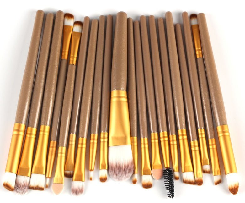 Makeup brush set loose powder brush blush brush eye shadow brush $25.99 Dana Fashion Appearance color: Gold Rod gold Tube makeup Brush material: corrugated nylon wool Brush bag type: OPP bag Handle material: plastic Hair length specification: 3.5cm Overal