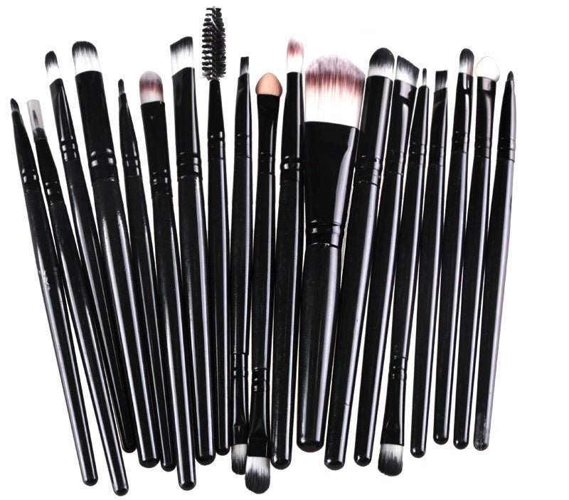 Makeup brush set loose powder brush blush brush eye shadow brush $25.99 Dana Fashion Appearance color: Black Rod balck Tube makeup Brush material: corrugated nylon wool Brush bag type: OPP bag Handle material: plastic Hair length specification: 3.5cm Over
