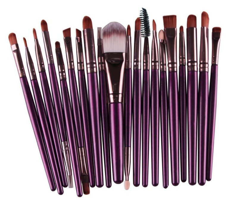 Makeup brush set loose powder brush blush brush eye shadow brush $25.99 Dana Fashion Appearance color: Purple Rod Coffee Tub makeup Brush material: corrugated nylon wool Brush bag type: OPP bag Handle material: plastic Hair length specification: 3.5cm Ove
