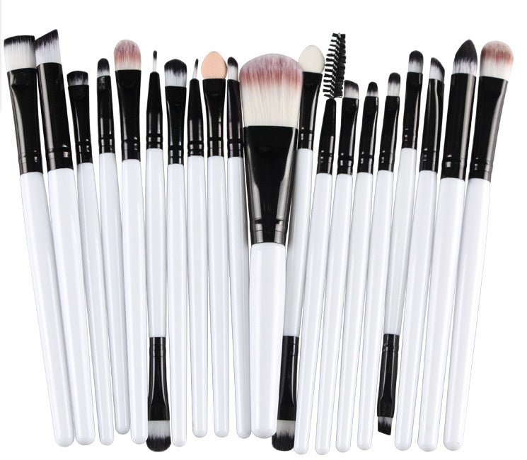 Makeup brush set loose powder brush blush brush eye shadow brush $25.99 Dana Fashion Appearance color: White Rod balck Tube makeup Brush material: corrugated nylon wool Brush bag type: OPP bag Handle material: plastic Hair length specification: 3.5cm Over