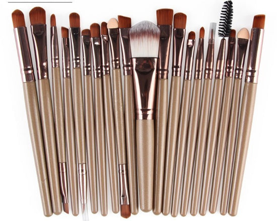 Makeup brush set loose powder brush blush brush eye shadow brush $25.99 Dana Fashion Appearance color: Golden Rod Coffee Tub makeup Brush material: corrugated nylon wool Brush bag type: OPP bag Handle material: plastic Hair length specification: 3.5cm Ove