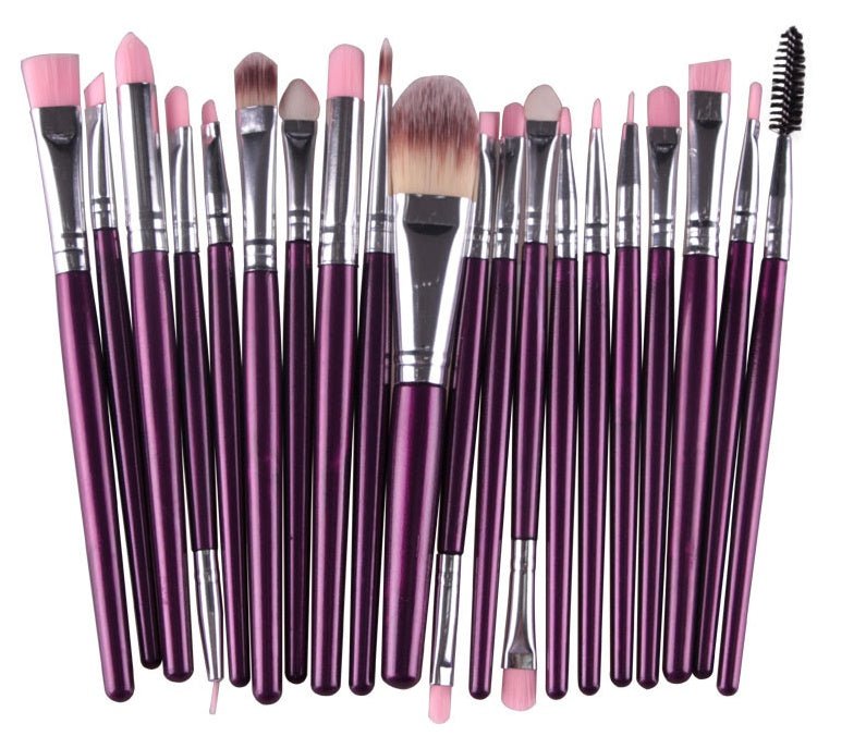 Makeup brush set loose powder brush blush brush eye shadow brush $25.99 Dana Fashion Appearance color: Purple rod Silver Tub makeup Brush material: corrugated nylon wool Brush bag type: OPP bag Handle material: plastic Hair length specification: 3.5cm Ove