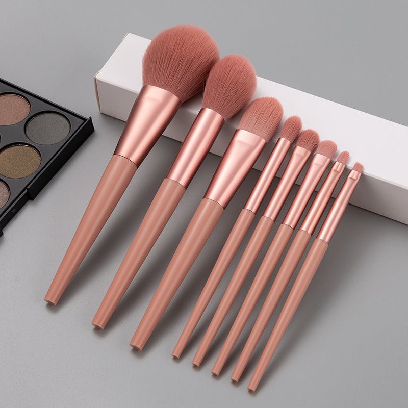 Makeup brush set $26.30 Dana Fashion Color: Pink makeup Product Category: Makeup Brush Number of brushes: 8 Brush material: man-made fiber Brush type: without bag Brush handle material: plastic Brush handle specifications: portable Applicable people: gene
