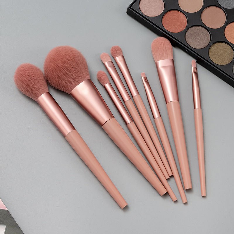 Makeup brush set $26.30 Dana Fashion Color: Pink makeup Product Category: Makeup Brush Number of brushes: 8 Brush material: man-made fiber Brush type: without bag Brush handle material: plastic Brush handle specifications: portable Applicable people: gene