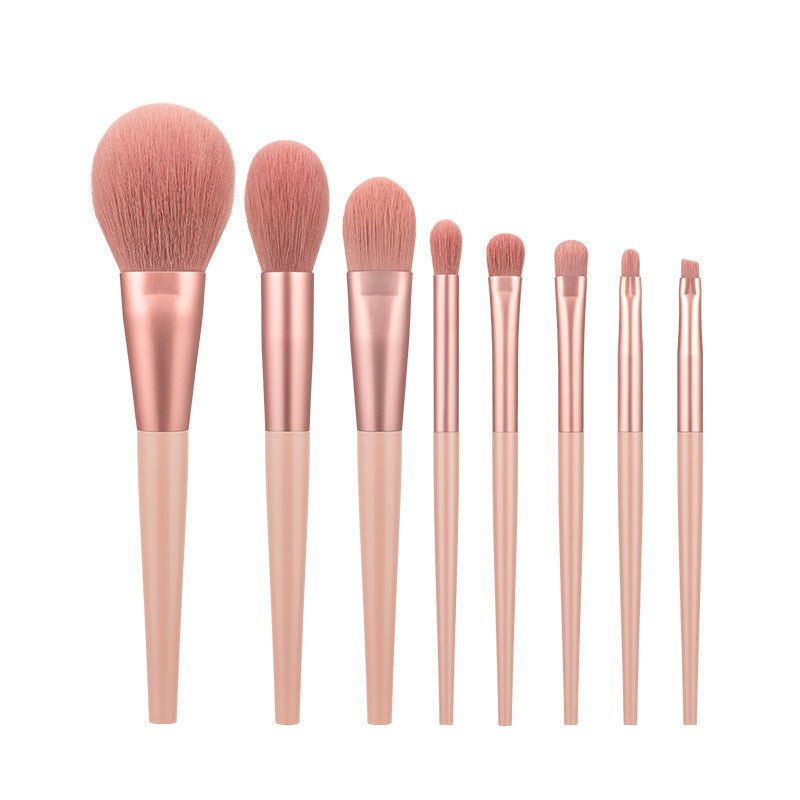 Makeup brush set $26.30 Dana Fashion Color: Pink makeup Product Category: Makeup Brush Number of brushes: 8 Brush material: man-made fiber Brush type: without bag Brush handle material: plastic Brush handle specifications: portable Applicable people: gene