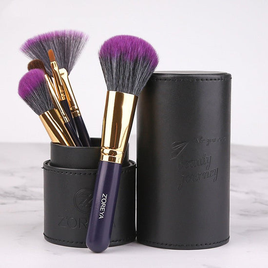 Makeup brush set $27.99 Dana Fashion Color: Black makeup Bristle material: artificial fiber Brush handle material: aluminum tube Daily makeup brush with fiber bristles. Soft and smooth Traveling out of Guangguang without any trouble is divided into two. C
