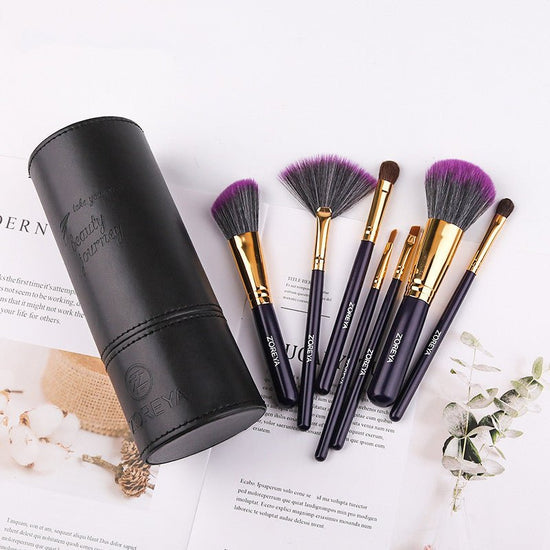 Makeup brush set $27.99 Dana Fashion Color: Black makeup Bristle material: artificial fiber Brush handle material: aluminum tube Daily makeup brush with fiber bristles. Soft and smooth Traveling out of Guangguang without any trouble is divided into two. C