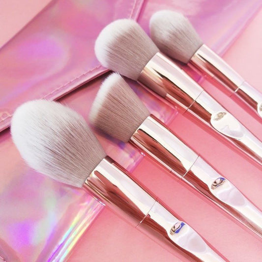 Makeup brush $21.15 Dana Fashion Style: 10pcs makeup Pink clutch bag, soft and breathable, easy to carry, pink PVC rod, high gloss, durable and wear-resistant, with specular highlights. Concave-convex design, more close to the fingertips touch, easy to pi