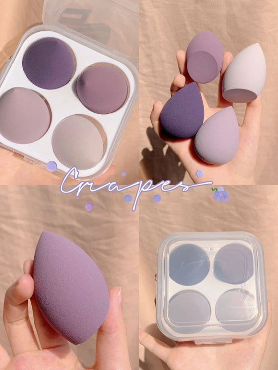 Makeup egg box $19.69 Dana Fashion Color: Grape quantity: 4 pieces makeup Product Category: Beauty Egg Material: synthetic sponge Pack Size: length X width X height about 6cm