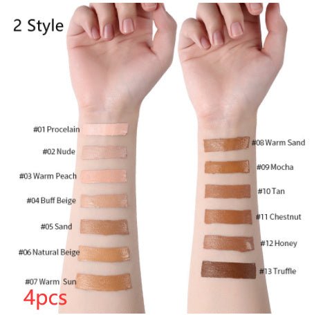 Makeup Liquid Foundation Oil Control Concealer $20.50 Dana Fashion style: 2 Style quantity: 4PCS makeup Product information: Product Category: Liquid Foundation Skin Type: General Specifications: normal specifications Color: 13 colors Efficacy: Concealer
