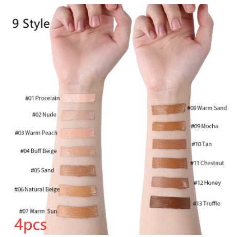 Makeup Liquid Foundation Oil Control Concealer $20.50 Dana Fashion style: 9 Style quantity: 4PCS makeup Product information: Product Category: Liquid Foundation Skin Type: General Specifications: normal specifications Color: 13 colors Efficacy: Concealer
