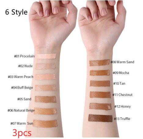 Makeup Liquid Foundation Oil Control Concealer $20.50 Dana Fashion style: 6 Style quantity: 3PCS makeup Product information: Product Category: Liquid Foundation Skin Type: General Specifications: normal specifications Color: 13 colors Efficacy: Concealer
