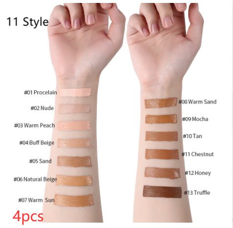 Makeup Liquid Foundation Oil Control Concealer $20.50 Dana Fashion style: 11 Style quantity: 4PCS makeup Product information: Product Category: Liquid Foundation Skin Type: General Specifications: normal specifications Color: 13 colors Efficacy: Concealer