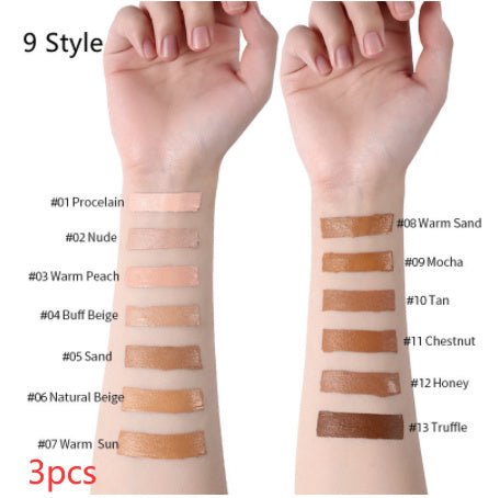 Makeup Liquid Foundation Oil Control Concealer $20.50 Dana Fashion style: 9 Style quantity: 3PCS makeup Product information: Product Category: Liquid Foundation Skin Type: General Specifications: normal specifications Color: 13 colors Efficacy: Concealer
