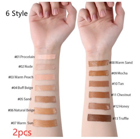 Makeup Liquid Foundation Oil Control Concealer $20.50 Dana Fashion style: 6 Style quantity: 2PCS makeup Product information: Product Category: Liquid Foundation Skin Type: General Specifications: normal specifications Color: 13 colors Efficacy: Concealer