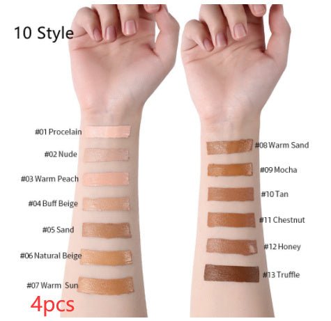 Makeup Liquid Foundation Oil Control Concealer $20.50 Dana Fashion style: 10 Style quantity: 4PCS makeup Product information: Product Category: Liquid Foundation Skin Type: General Specifications: normal specifications Color: 13 colors Efficacy: Concealer