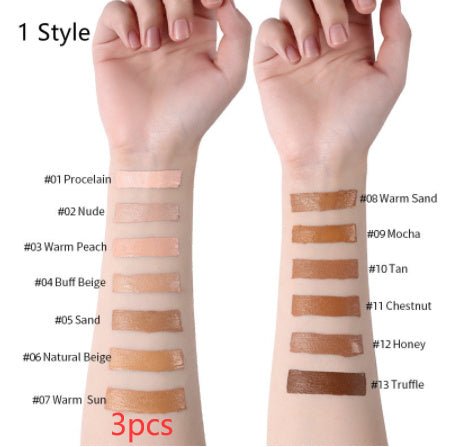 Makeup Liquid Foundation Oil Control Concealer $20.50 Dana Fashion style: 1 Style quantity: 3PCS makeup Product information: Product Category: Liquid Foundation Skin Type: General Specifications: normal specifications Color: 13 colors Efficacy: Concealer