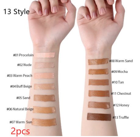 Makeup Liquid Foundation Oil Control Concealer $20.50 Dana Fashion style: 13 Style quantity: 2PCS makeup Product information: Product Category: Liquid Foundation Skin Type: General Specifications: normal specifications Color: 13 colors Efficacy: Concealer