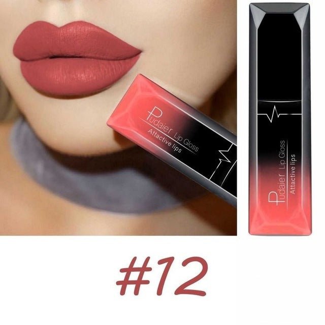 Makeup matte matte lip gloss lipstick $12.50 Dana Fashion Color: 12color makeup Product information: 21 Color for You to Choose. 100% brand new and High quality Quantity: 1PC Features: Matte,Long-lasting,Waterproof Packing list： Lip Glaze*1 Capacity: 8ml