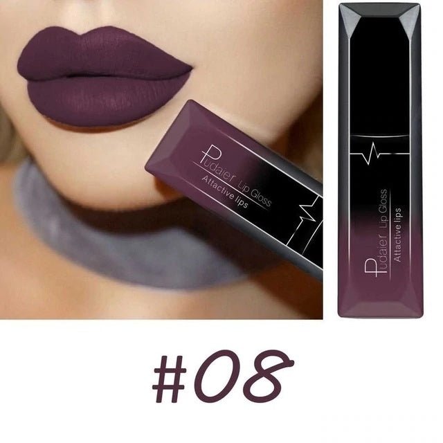 Makeup matte matte lip gloss lipstick $12.50 Dana Fashion Color: 08color makeup Product information: 21 Color for You to Choose. 100% brand new and High quality Quantity: 1PC Features: Matte,Long-lasting,Waterproof Packing list： Lip Glaze*1 Capacity: 8ml