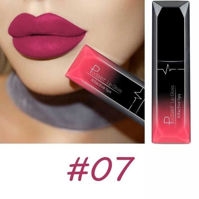 Makeup matte matte lip gloss lipstick $12.50 Dana Fashion Color: 07color makeup Product information: 21 Color for You to Choose. 100% brand new and High quality Quantity: 1PC Features: Matte,Long-lasting,Waterproof Packing list： Lip Glaze*1 Capacity: 8ml