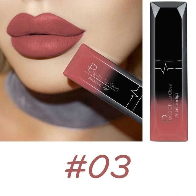 Makeup matte matte lip gloss lipstick $12.50 Dana Fashion Color: 01color makeup Product information: 21 Color for You to Choose. 100% brand new and High quality Quantity: 1PC Features: Matte,Long-lasting,Waterproof Packing list： Lip Glaze*1 Capacity: 8ml