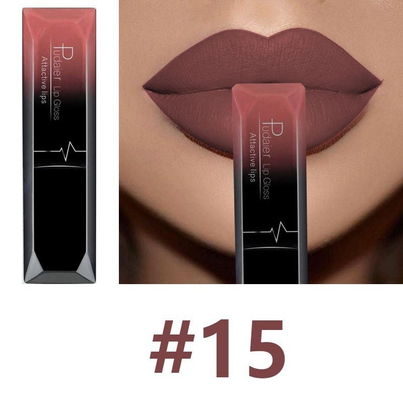 Makeup matte matte lip gloss lipstick $12.50 Dana Fashion Color: 15color makeup Product information: 21 Color for You to Choose. 100% brand new and High quality Quantity: 1PC Features: Matte,Long-lasting,Waterproof Packing list： Lip Glaze*1 Capacity: 8ml