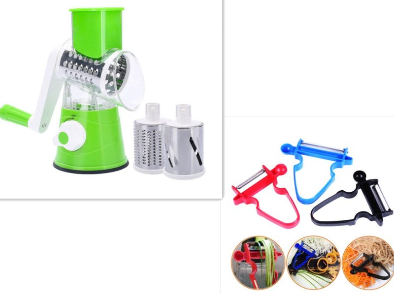 Manual Vegetable Cutter Slicer Kitchen Tools $46.20 Dana Fashion Color: Green set Dana's Kitchen Material: STAINLESS STEEL Feature: Eco-Friendly Feature 1: Save more time Feature 2: Easier Kitchen Life Feature 3: Vegetable,Cheese,Potato,meat and so on Fea
