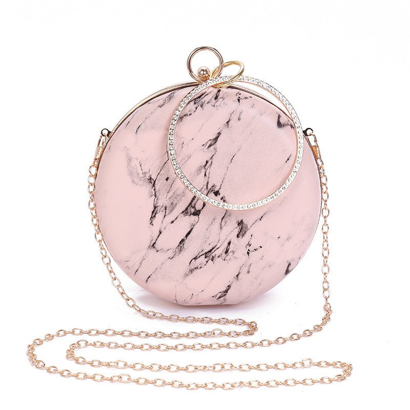 Marble Pattern Portable Cosmetic Bag $45.70 Dana Fashion Color: Gold Women's Bags Product information: Material: PU leather Applicable scene: cosmetic bag, party, storage bag, storage bag Fabric texture: PU Lining texture: PU Bag trend style: round Bag in
