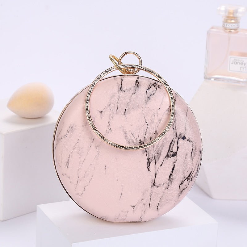 Marble Pattern Portable Cosmetic Bag $45.70 Dana Fashion Color: Pink Women's Bags Product information: Material: PU leather Applicable scene: cosmetic bag, party, storage bag, storage bag Fabric texture: PU Lining texture: PU Bag trend style: round Bag in