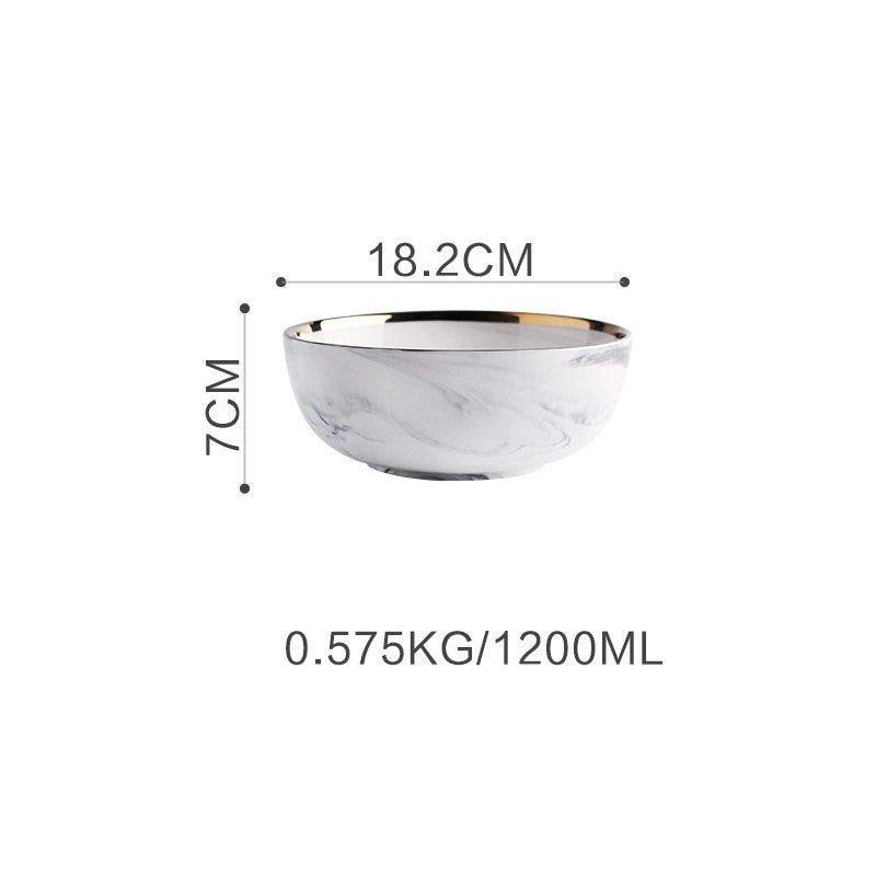 Marble Tableware Bowls Plates Rice $20.27 Dana Fashion Color: Millet rice bowl Dana's Kitchen Product information Material: Porcelain Pattern: gold trim Color classification: Small soup spoon (two packs) Small sauce (two packs) Millet rice bowl Small big