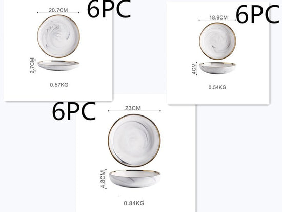 Marble Tableware Bowls Plates Rice $529.31 Dana Fashion Color: 2Set Dana's Kitchen Product information Material: Porcelain Pattern: gold trim Color classification: Small soup spoon (two packs) Small sauce (two packs) Millet rice bowl Small big soup bowl S