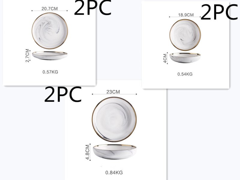 Marble Tableware Bowls Plates Rice $187.39 Dana Fashion Color: 1Set Dana's Kitchen Product information Material: Porcelain Pattern: gold trim Color classification: Small soup spoon (two packs) Small sauce (two packs) Millet rice bowl Small big soup bowl S