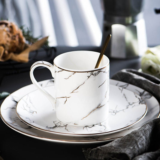 Marbled Plate Ceramic Creative Plate Western Dinner Plate $20.84 Dana Fashion style: A Dana's Kitchen Product information: Material: Marble Style: Cup and tray Style: European style Craft: Golden stroke