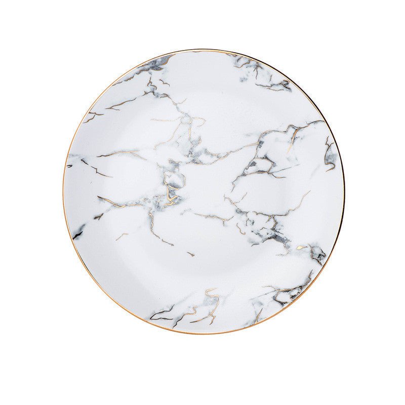 Marbled Plate Ceramic Creative Plate Western Dinner Plate $20.84 Dana Fashion style: A Dana's Kitchen Product information: Material: Marble Style: Cup and tray Style: European style Craft: Golden stroke