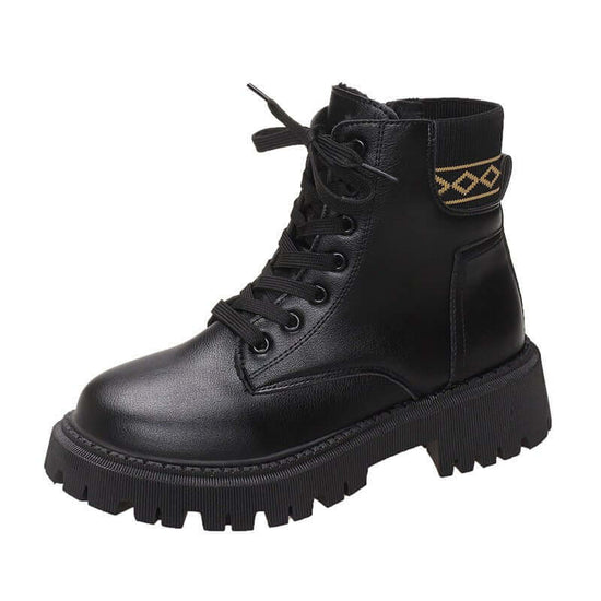Martin Boots Female British Style Fleece-lined $43.20 Dana Fashion Color: Beige Cotton Size: 35 Women's shoes Product information: Color: Milky White, black single liner, black cotton, beige cotton Heel shape: flat heel Size: 35, 36, 37, 38, 39, 40, 41, 4