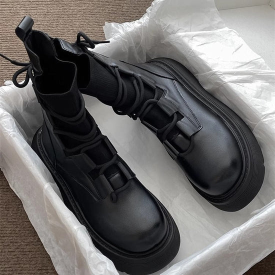 Martin Boots Women's Thick Sole Increased By Lace-up Booties $37.56 Dana Fashion Color: Beige With Cotton Lining Size: 35 Women's shoes ข้อมูลผลิตภัณฑ์: สี: สีเบจ, สีดำ, สีเทา, ซับในผ้าฝ้ายสีเบจ, ซับในผ้าฝ้ายสีดำ, สีเทา รูปทรงส้น: แพลตฟอร์ม ขนาด: 35, 36,