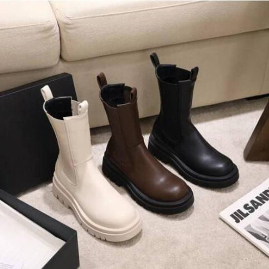 Martin Fashion Platform Mid-calf Stretch Boots $94.50 Dana Fashion Color: Black High Velvet Lining Size: 33 Women's shoes Product information: Color: white【 Kose velvet lining], dark brown [Kose velvet lining], Black [Kose velvet lining]], Heel shape: sho