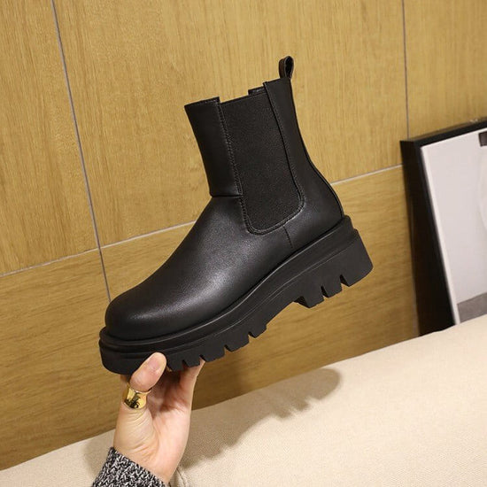 Martin Fashion Platform Mid-calf Stretch Boots $94.50 Dana Fashion Color: Black High Velvet Lining Size: 33 Women's shoes Product information: Color: white【 Kose velvet lining], dark brown [Kose velvet lining], Black [Kose velvet lining]], Heel shape: sho
