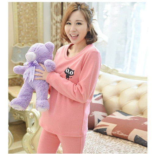 Maternity thermal underwear set $30.93 Dana Fashion Color: Black Size: 3XL Baby & Mother Product category: confinement clothing/nursing clothing Style: Korean Suitable seasons: Autumn and Winter Thickness: thicker Pattern: Cartoon Collar type: round neck