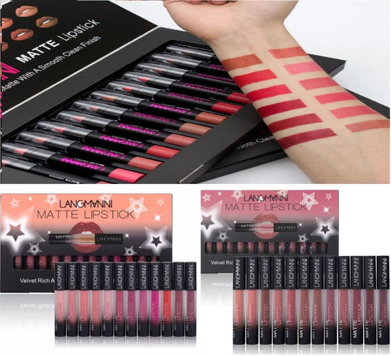 Matte Lipstick Waterproof Long-lasting Velvet Lipstick Set $34.99 Dana Fashion style: 3 makeup Overview: Matte Lipstick Waterproof Long-lasting Velvet lipstick set Red Tint Nude makeup set brand langmanni Feature: 100% high quality and brand new. The colo