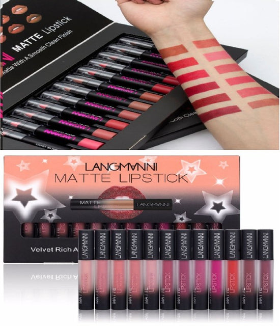 Matte Lipstick Waterproof Long-lasting Velvet Lipstick Set $34.99 Dana Fashion style: 3 makeup Overview: Matte Lipstick Waterproof Long-lasting Velvet lipstick set Red Tint Nude makeup set brand langmanni Feature: 100% high quality and brand new. The colo
