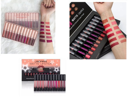 Matte Lipstick Waterproof Long-lasting Velvet Lipstick Set $34.99 Dana Fashion style: 3 makeup Overview: Matte Lipstick Waterproof Long-lasting Velvet lipstick set Red Tint Nude makeup set brand langmanni Feature: 100% high quality and brand new. The colo
