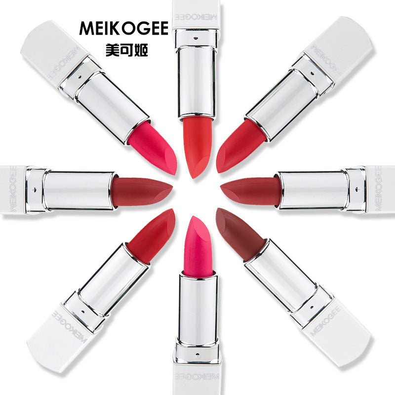 matte lipstick $13.70 Dana Fashion Color: 01 makeup Meikeji makeup matte lipstick moisture, anti-fade lipstick lipstick Mermaid color. 8 color codes options.
