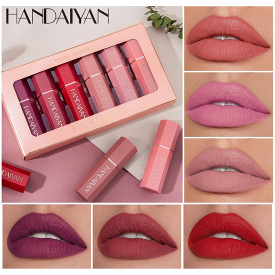 Matte Matte Lipstick Gift Box Set Non-stick Cup Lipstick Lipstick $17.50 Dana Fashion default: default makeup Details: Color: Lipstick Set Color classification: 6 color suit 6 pieces without packaging Total weight: 113g Gross weight with gift box: 142g Si