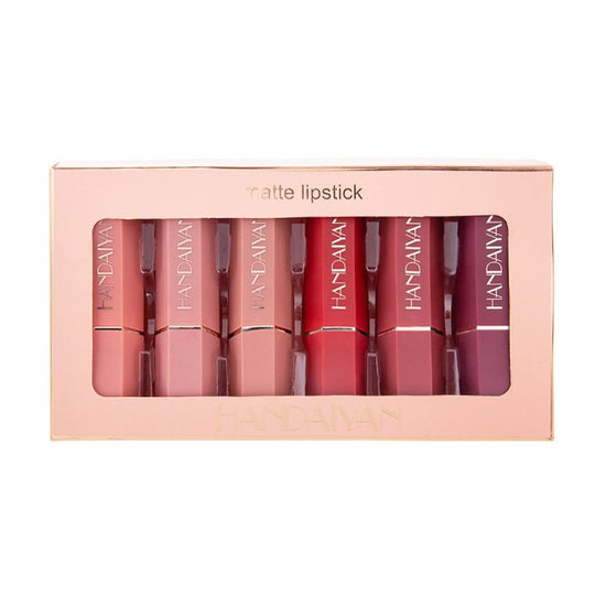 Matte Matte Lipstick Gift Box Set Non-stick Cup Lipstick Lipstick $17.50 Dana Fashion default: default makeup Details: Color: Lipstick Set Color classification: 6 color suit 6 pieces without packaging Total weight: 113g Gross weight with gift box: 142g Si