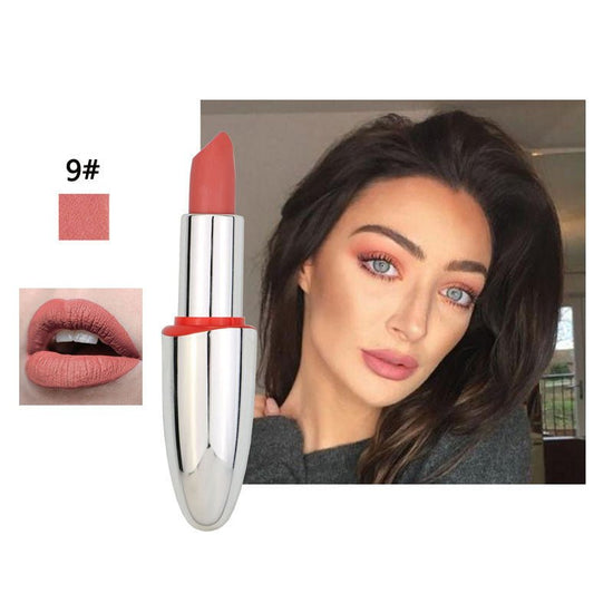 Matte matte velvet lipstick $17.62 Dana Fashion Color: 9 Style makeup Item number; bullet lipstick Skin Type: General Efficacy; moisturizing 100% neuf et de haute qualité Contenu: 3.8g Taille: 10.7*2.5 cm Usage professionnel ou domestique Caractéristique: