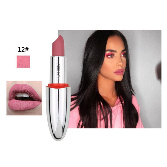 Matte matte velvet lipstick $17.62 Dana Fashion Color: 12 Style makeup Item number; bullet lipstick Skin Type: General Efficacy; moisturizing 100% neuf et de haute qualité Contenu: 3.8g Taille: 10.7*2.5 cm Usage professionnel ou domestique Caractéristique