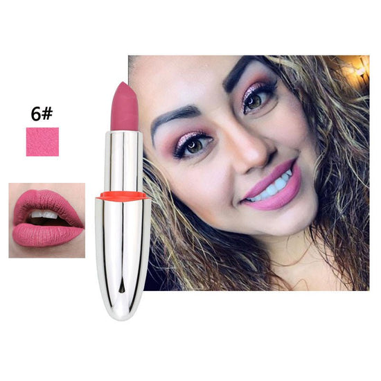 Matte matte velvet lipstick $17.62 Dana Fashion Color: 6 Style makeup Item number; bullet lipstick Skin Type: General Efficacy; moisturizing 100% neuf et de haute qualité Contenu: 3.8g Taille: 10.7*2.5 cm Usage professionnel ou domestique Caractéristique: