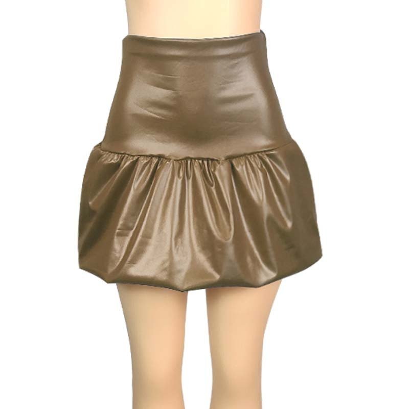 Matte PU Leather Skirt High Waist Belly Contracting $20.99 Dana Fashion Color: Black Size: L Women's clothing Product information: Skirt-type: umbrella skirt Color: 1218 imitation leather Tutu Black, 1218 imitation leather Tutu Burgundy, 1218 imitation le
